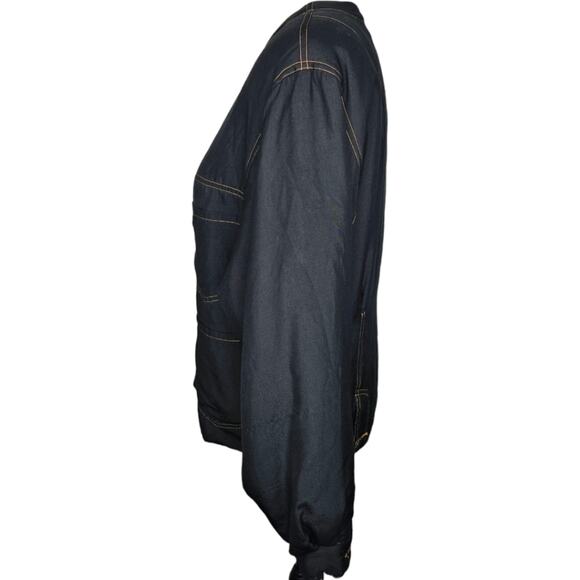 Go Silk For L'Zinger Vintage Silk Black Utility Jacket Size 1 *FLAWS* - Picture 6 of 15